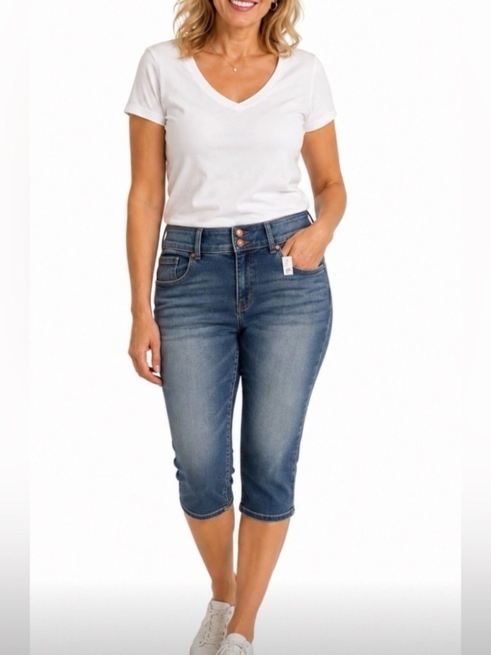 NWT Lane Bryant Cropped Capri Jeans New Stretch Smoothing Panel Waistband 16